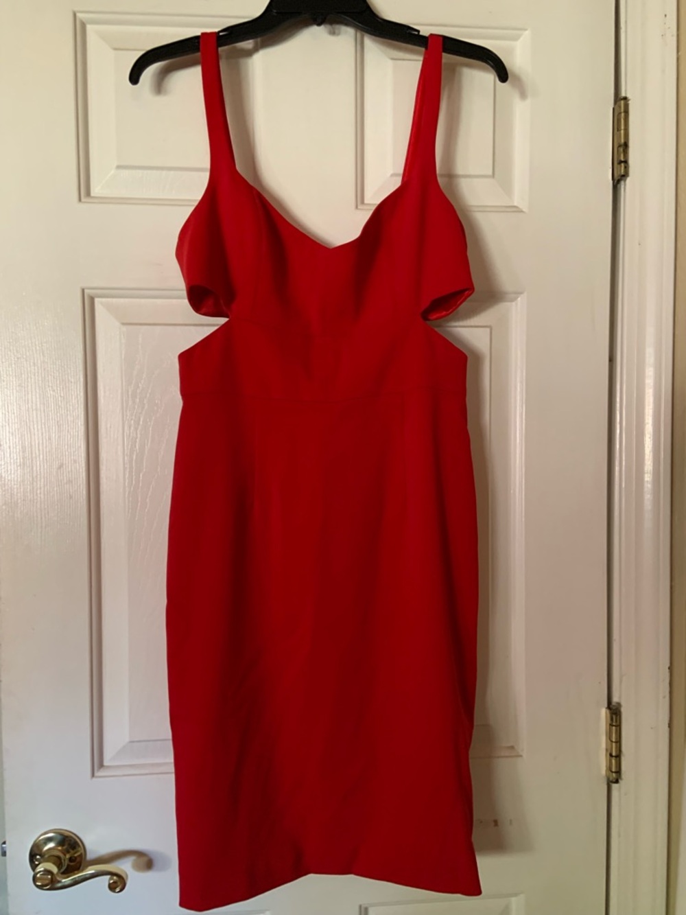 JAYGODFREY Vibrant Red Cutout Midi Dress